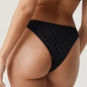 Nasty Gal Black Textured Eyelet High Cut Bikini Swim Bottom Size 10